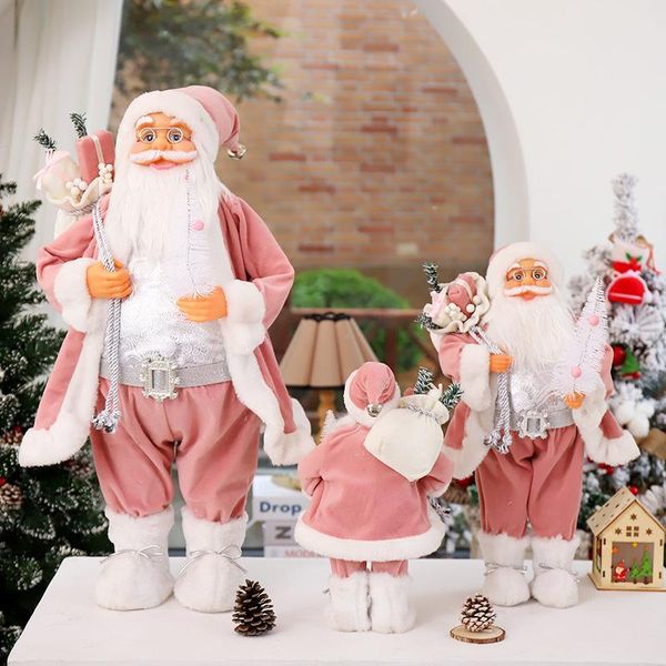 

party favor 60/45/30cm pink santa claus plush toys doll christmas year ornaments for home decorations children holiday gifts