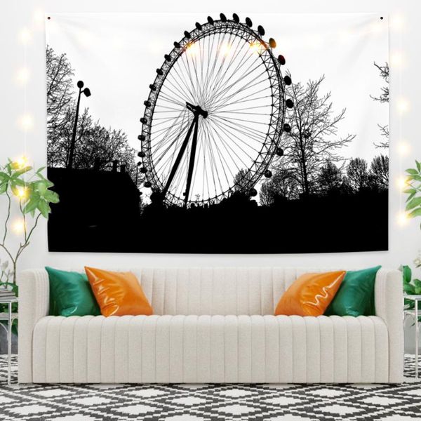 

tapestries ferris wheel and tree scenery tapestry vintage exotic summer plant nature frame for bedroom pography wall decor