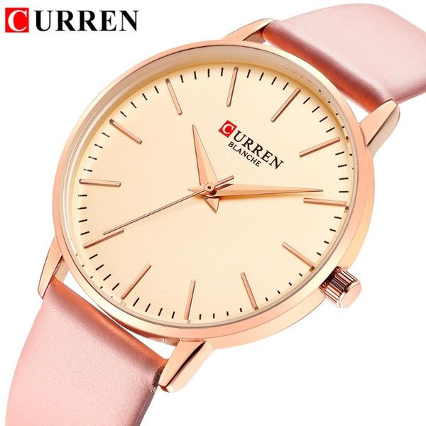 

wristwatches women watches brand curren women's quartz leather wrist watch girls ladies dress clock female relogio feminino l, Slivery;brown