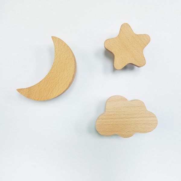 

hooks & rails nordic wood hook home decoration star moon storage rack hanger organizer qx2e