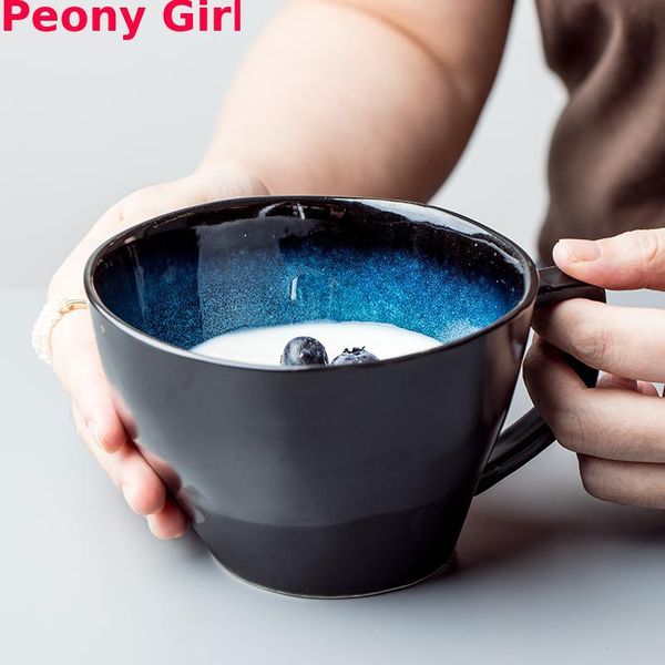 

mugs creative ceramic blue cup irregular mug nordic large diameter home drink water coffee breakfast milk anniversary gift