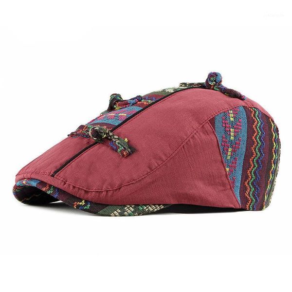 

spring summer patchwork sboy caps cotton flat peaked cap women painter beret hats 33 berets, Blue;gray