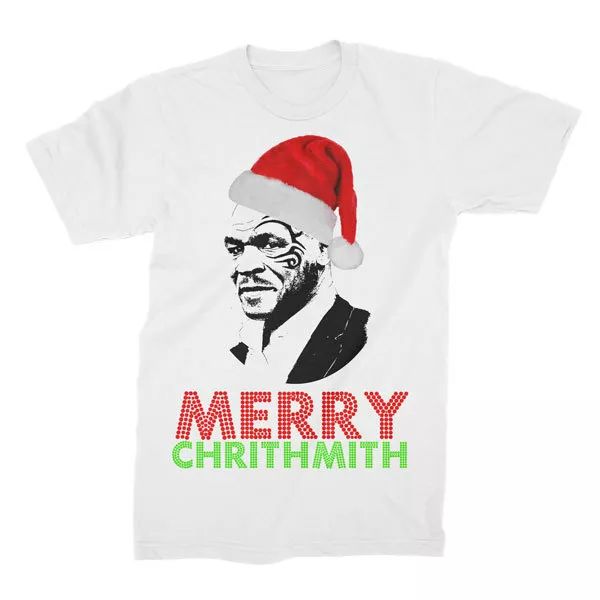 

merry chrithmith mike tyson - christmas t-shirt mens funny xmas, White;black