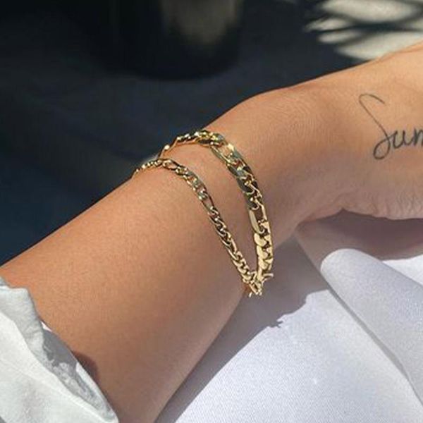 

link, chain stonefans simple stainless steel cuban bracelet for women christmas gift punk men on hand party jewelry wholesale, Black