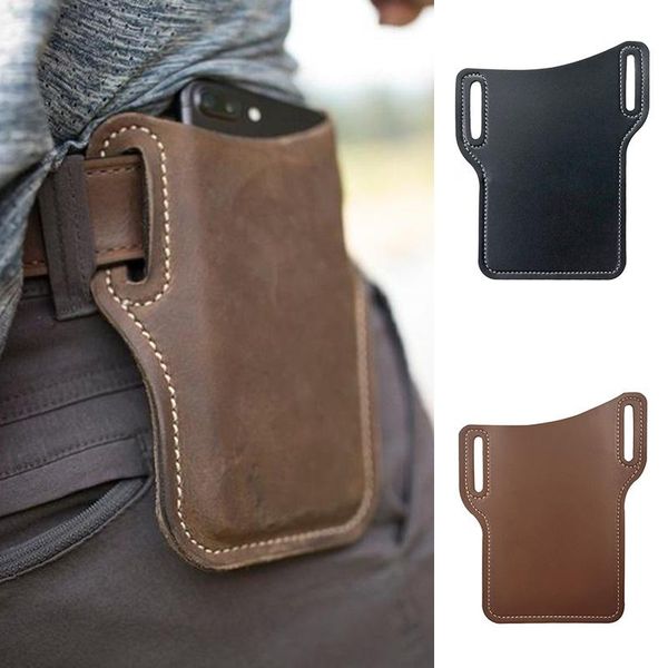 

outdoor wear belt mobile phone bag men leather vertical pockets multifunctional anti-lost sports hanging waist bags