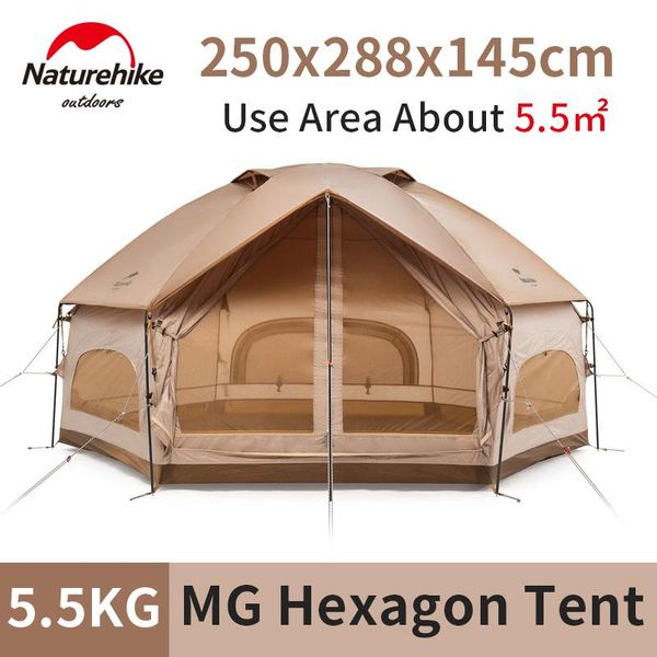 

tents and shelters naturehike outdoor portable yurt hexagonal camping tent 3-4 persons 210t hiking travel family large windproof easy to bui