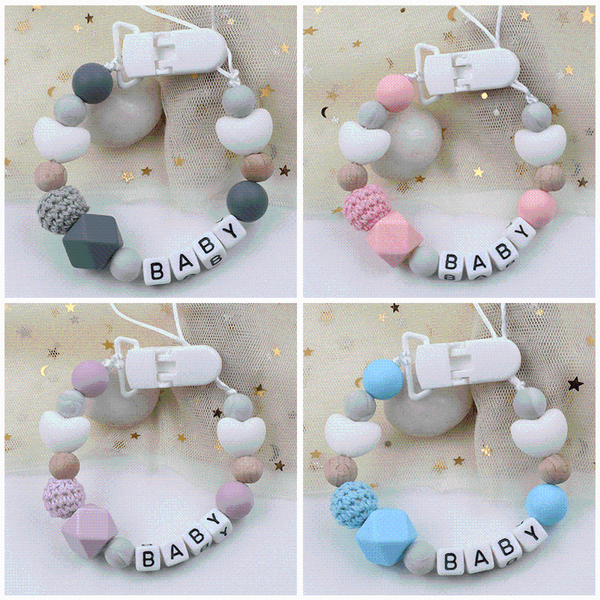 

pacifiers# personalized silicone pacifier chain baby name custom anti-chain drop food grade little love clip