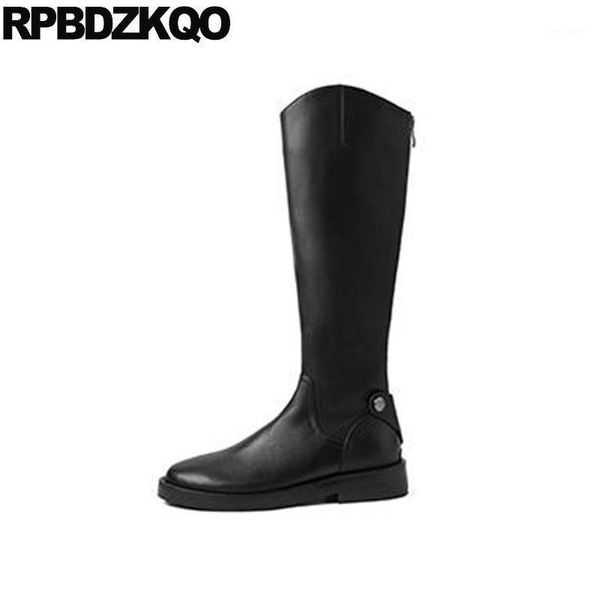 

boots round toe block chunky riding autumn chinese fall tall knee high equestrian women winter 2021 shoes black long fashion1