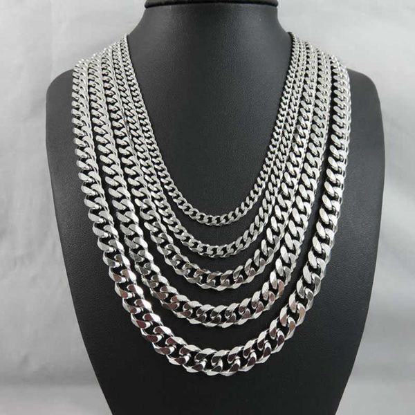 

neck chain for men stainless steel curb cuban link chains on the neck chains gold necklaces men punk gifts for chain necklace q0809, Silver