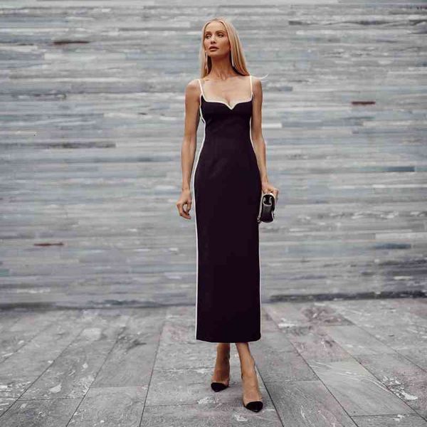 

casual dresses women's knitted dress slim fit medium long black suspender bandage women's s5kc, Black;gray