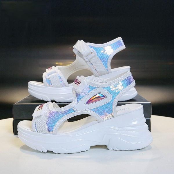 Сандалии Fujin Chunky Shoes Platform Summer Women Women Bling White Black на 2021 год.