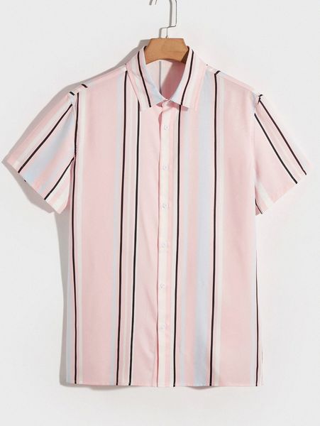 

men striped print button front shirt z3vy#, White;black