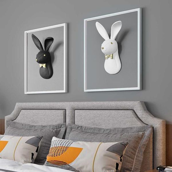 

hht] simple 3d wall-hanging-decor rogue sculpture ornaments resin animal head creative background wall decorations