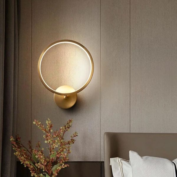 

wall lamps led indoor gold sconce round lamp copper bedside light mounted bedroom living room aisle decorative