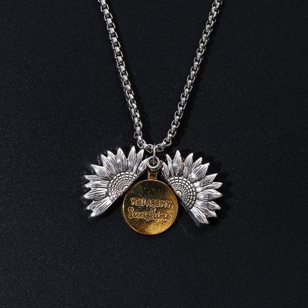 

pendant necklaces european and american long wild necklace can be opened closed small daisy simple hip-hop, Silver