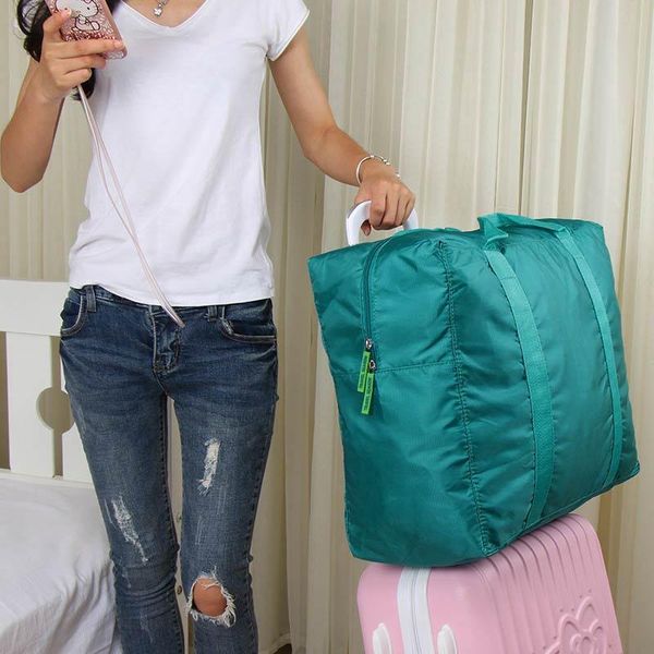 

storage bags waterproof nylon folding foldable home travel package men women bag clothing organizer trolley