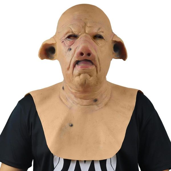 

other event & party supplies pig full latex mask horror creepy wrinkle face with neck head halloween carnival props for fashion