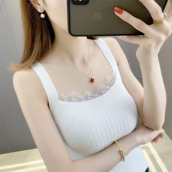 

camisoles & tanks 8332 knitted suspender lace 18, Black;white
