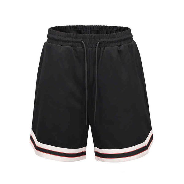 

shorts men high street ins same stripe webbing elastic waist lace up beach pants, White;black