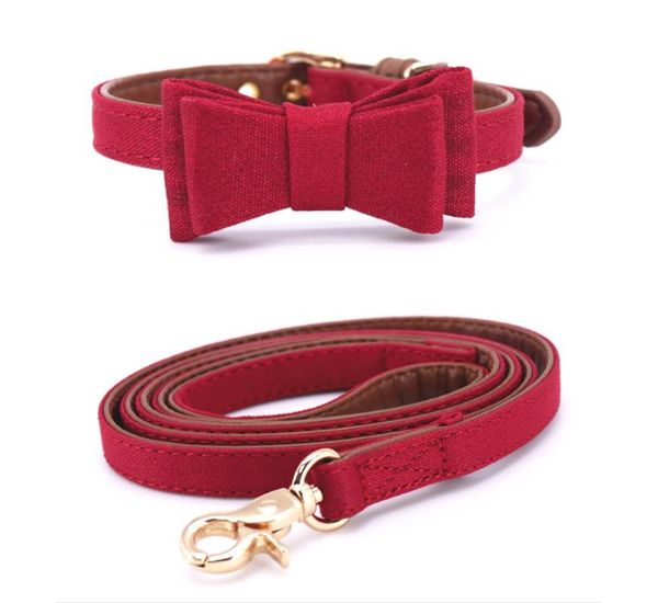 

cat collars & leads lovely linen and leather collar dog for all cats small medium dogs 3 colors available with bowknot pet