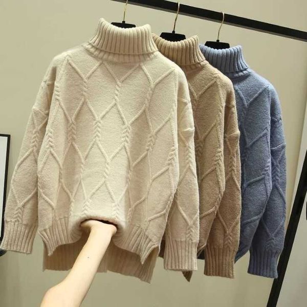 

women's sweaters oversize turtleneck women sweater autumn winter cashmere cotton blend pullover pull femme hiver loose jumper woman ppd, White;black