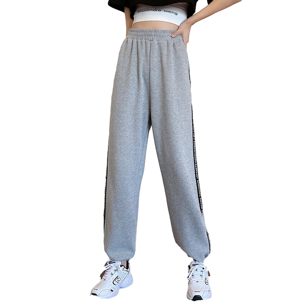 

spring and autumn harajuku sweatpants solid color harem pants thin loose-fitting ankle-length jogging wild women's & capris, Black;white