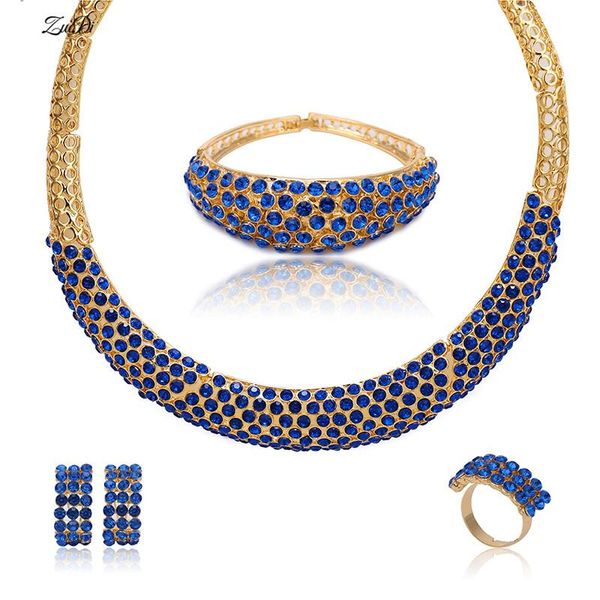 

earrings & necklace grace fashion african beads jewelry set nigerian wedding brand wholesale noble gold-colorful crystal, Silver