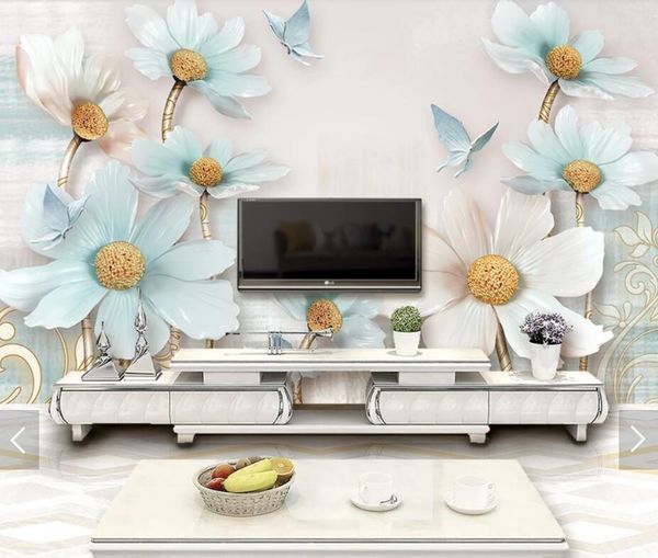 

wallpapers 3d 8d embossed flower wall mural po wallpaper for living room backdrop paper roll home decor floral art murals