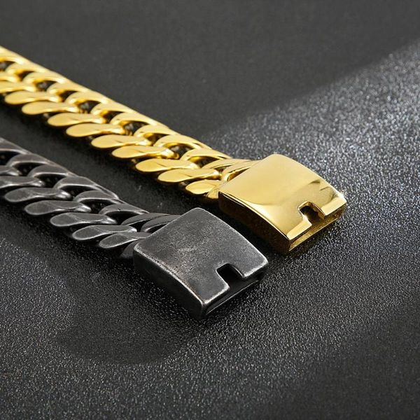 

link, chain jewels store 316l stainless steel men's vintage bracelet two-color optional 220mm jewelry gift for man js139643-kjx, Black