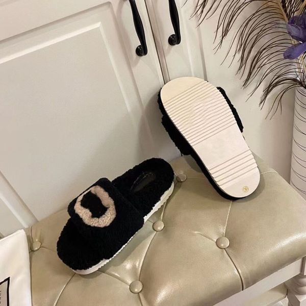 

winter lamb wool slippers: soft, thick, and fashionable - size 35-40, Black