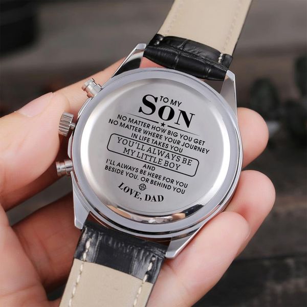 

wristwatches dad to my son-i pray you'll always be safe enjoy the ride and never forget i'm for you engraved watch gifts, Slivery;brown