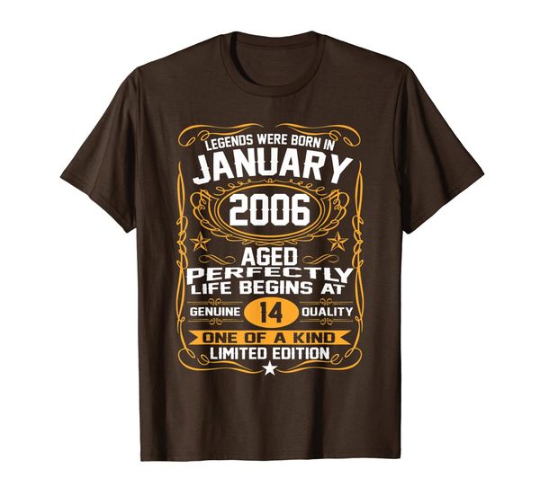 

january 2006 14th birthday gift 14 year old for men women t-shirt, White;black