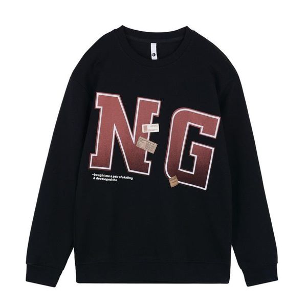 

men's hoodies & sweatshirts men's letter printing casual pullover round neck long-sleeved sweater black and white cotton sw