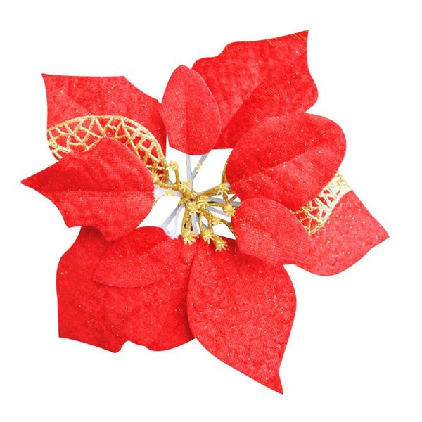 

christmas decorations 10pcs plastic simulation glitter hollow flower wedding artificial flowers valentine's day decoration