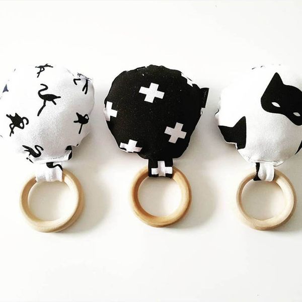 

baby pacifiers toddler teething natural wooden ring newborn teeth practice toys teether flower infant feeding dots striped plaid b6926