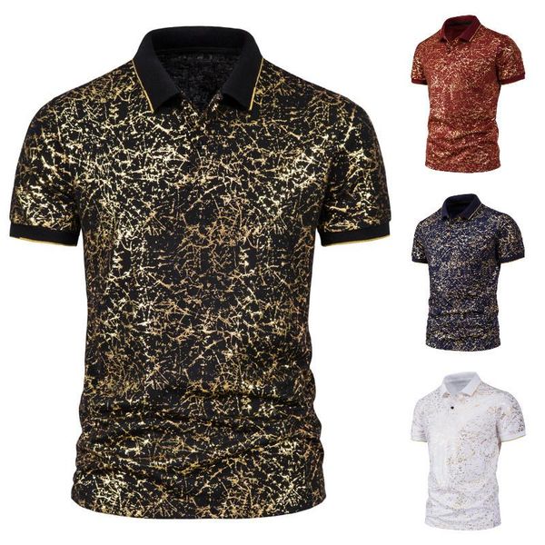 

men's polos summer casual lapel short-sleeved t-shirt, White;black