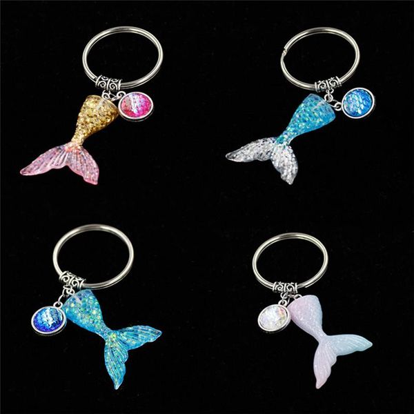 

keychains mermaid tail keychain women's fish scale pendant key ring handbag purse decor 1pc, Silver