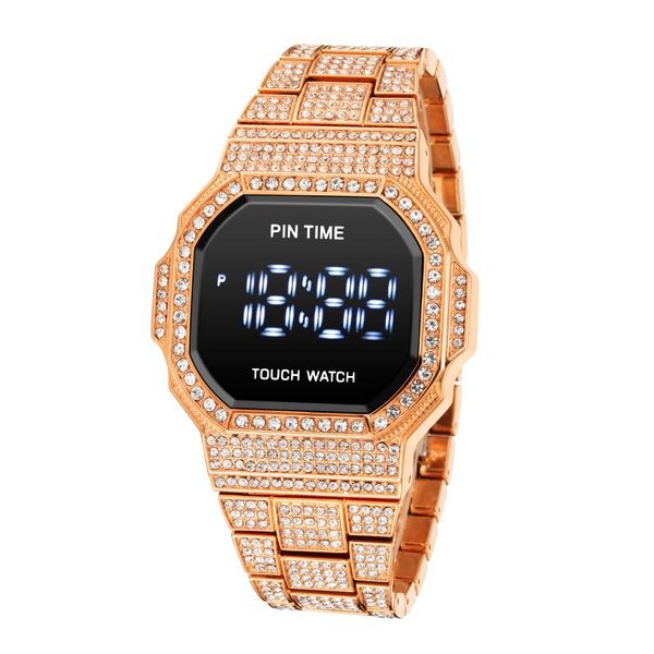 

wristwatches pintime luxury men watches rose gold stainless steel male wristwatch led digital watch for clock, Slivery;brown