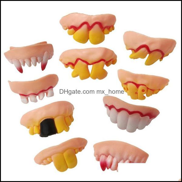 Outros eventos de festa festiva suprimentos home jardim 10pcs/conjunto de dentes de dentadura engra￧ada Halloween decora￧￣o de brinquedo de brinquedo de brinquedos pr￡ticos