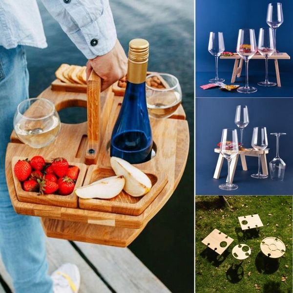 

camp furniture 13 style desk wooden outdoor portable folding camping picnic table with glass rack wine travel foldable fruit