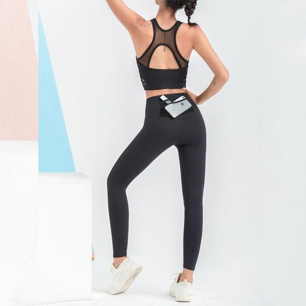 

yoga outfits antibom suit women 2pcs gym set hollow out design fitness bra high waist sports legging with back pocket stretch skinny, White;red