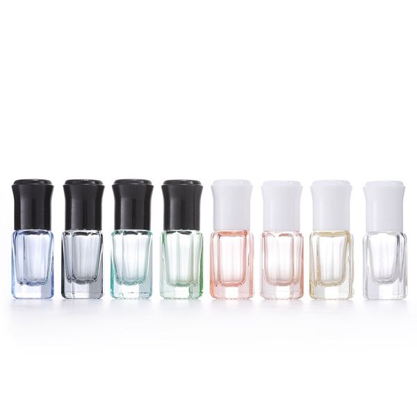 

3ml perfume roll on glass bottle clear essential oil vials with metal ball roller