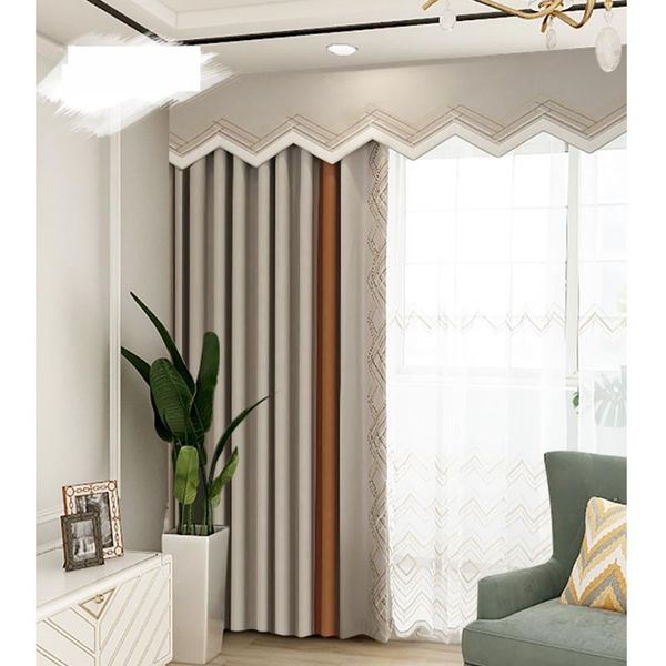 

curtain & drapes custom modern simplicity embroidery splicing cotton orange blackout valance tulle panel m1181