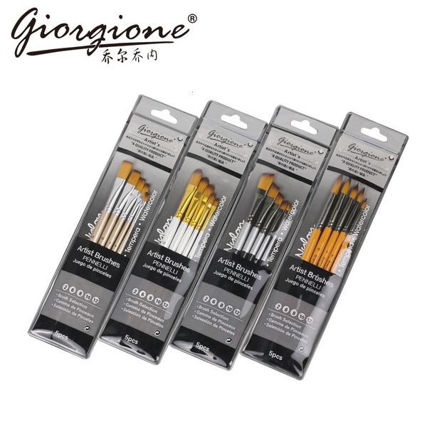 

painting pens jorchone watercolor gouache nylon wool 5-piece art painting brush set, Black;red