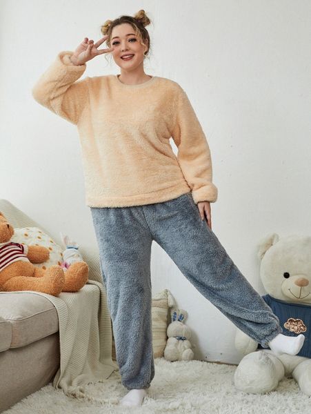 

plus flannel pj set s9ef#, Black;white