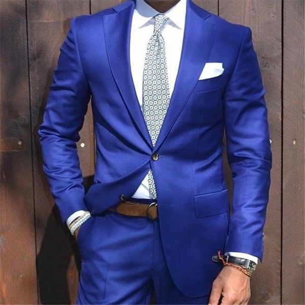 

men's suits & blazers royal blue groom tuxedo 2 piece slim fit mens wedding prom party casual man tailor made bridegroom suit jacket+pa, White;black