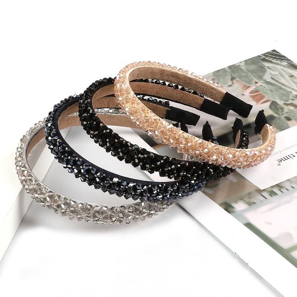 

neck ties girls shiny luxury rhinestone hair band diamond hoop accessories for women crystal headbands headwear, Blue;purple