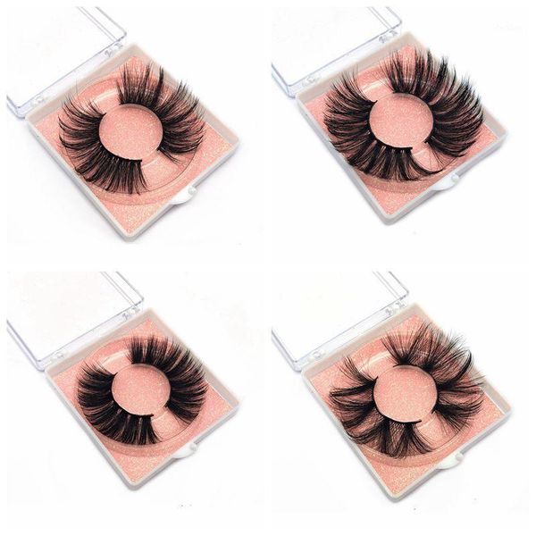 

wholesale 25mm faux mink eyelashes in bulk dramatic long eye extension with glitter pink card square plastic box case package false1
