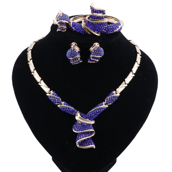 

jewelry sets african beads champagne crystal collar statement necklace earrings bangle rings for women wedding party accessories, Slivery;golden
