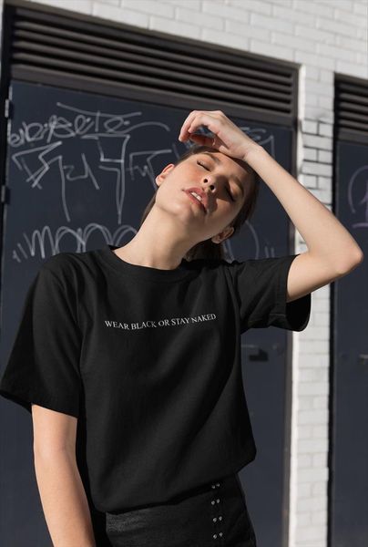 

wear black or stay and mens t shirt womens naked print women cotton funny lady yong girl tee drop, White;black